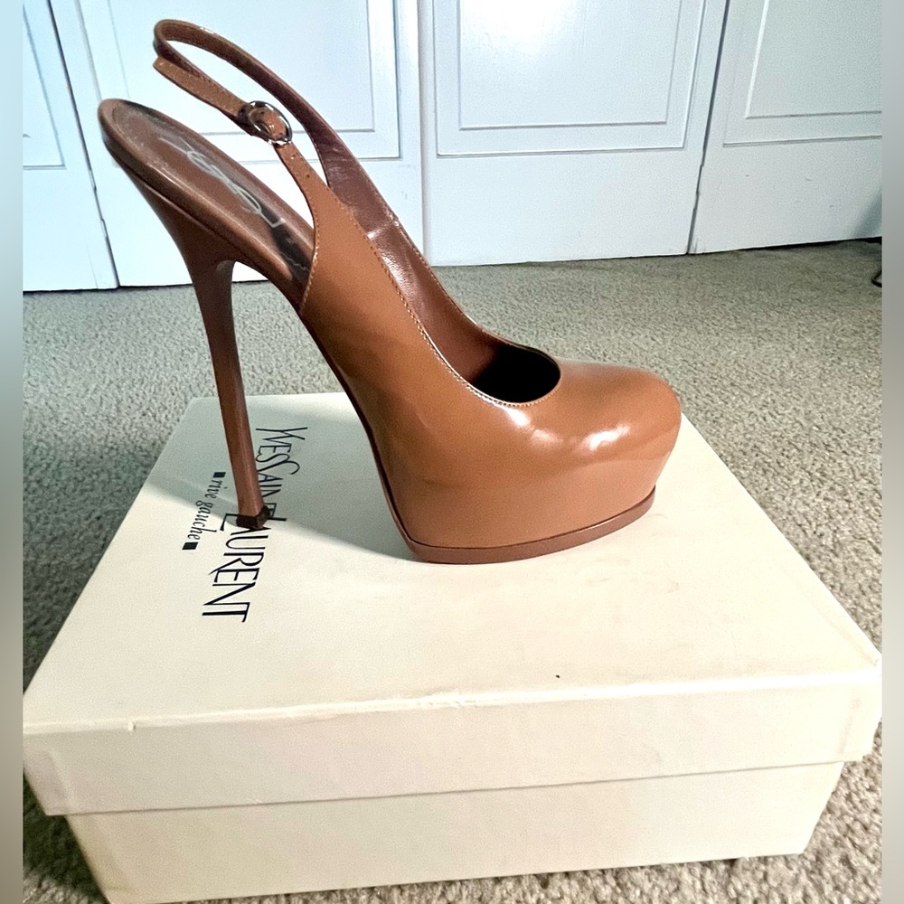 YSL SAINT LAURENT Rive Gauche Tribtoo105 Slingback Soft Nude/EU 40 US 10 BNIB - Picture 10 of 16